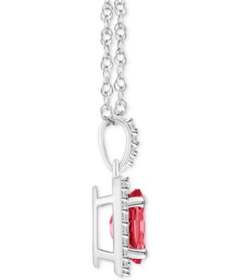 Lab-Created Ruby (1-1/4 ct. t.w.) & Lab-Created White Sapphire (1/6 ct. t.w.) Oval Halo 18" Pendant Necklace in 10k White Gold (Also in Additional Gemstones)