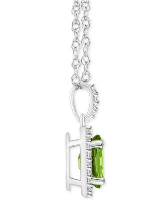 Lab-Created Emerald (1 ct. t.w.) & Lab Created White Sapphire (1/6 ct. t.w.) Oval Pendant Necklace in 10k White Gold