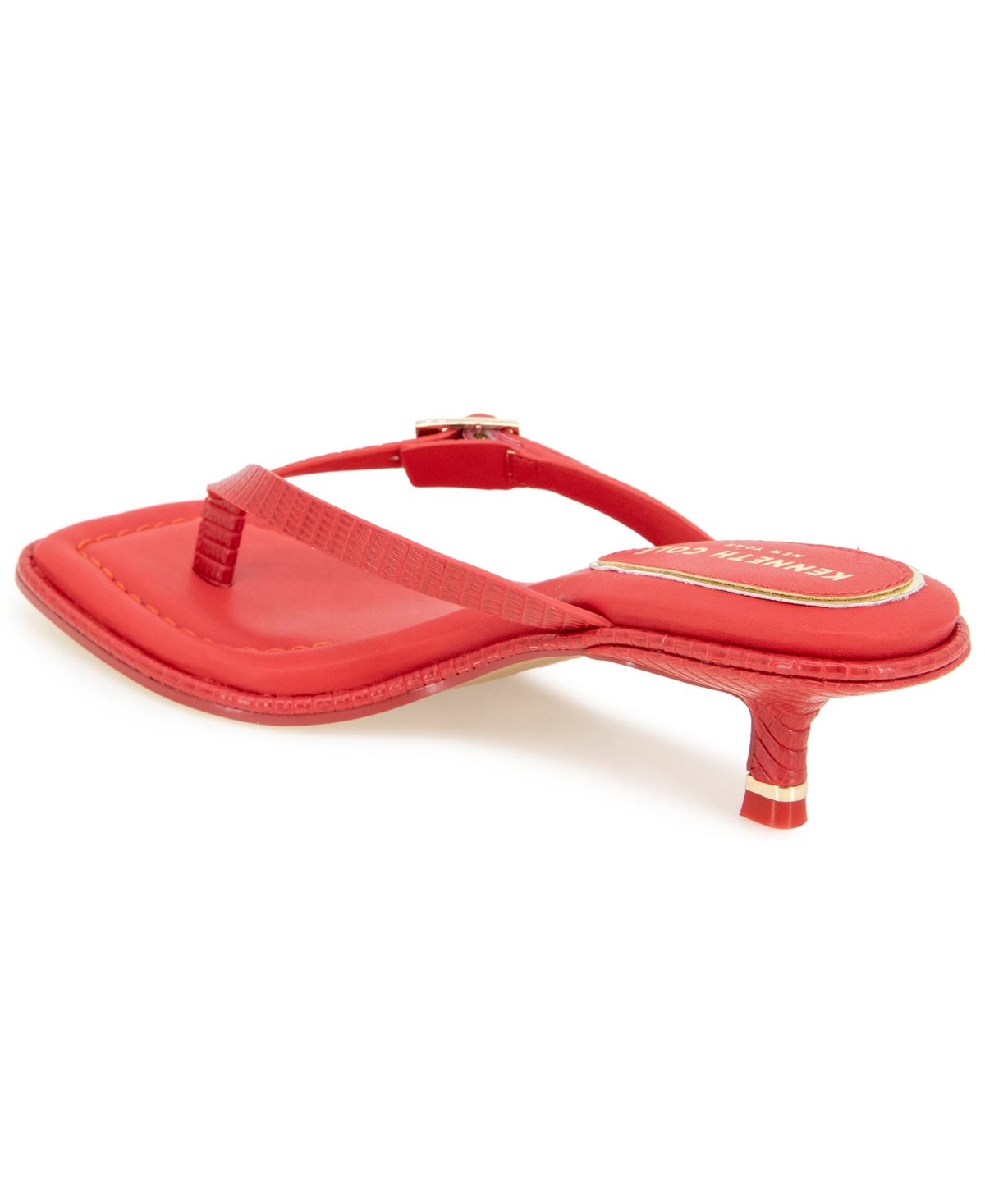 Shop Kenneth Cole New York Women's Gillie Kitten Heel Sandals In Red Lizard