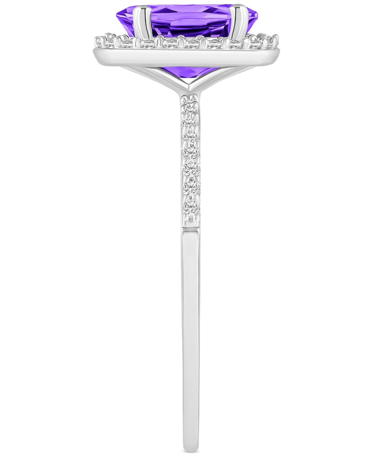 MACY'S BLUE TOPAZ (1-3/5 CT. T.W.) & LAB CREATED WHITE SAPPHIRE (1/5 CT. T.W.) OVAL HALO RING IN 10K WHITE  