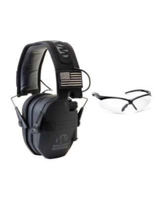 Walker s Razor Slim Electronic Muff (Black Patriot Version) with Glasses (Clear)