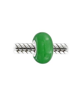 Побрякушки Ювелирные Изделия Окрашенный Зеленый Нефрит Шарм Бусина Стерлингового Серебра Европейский Браслет