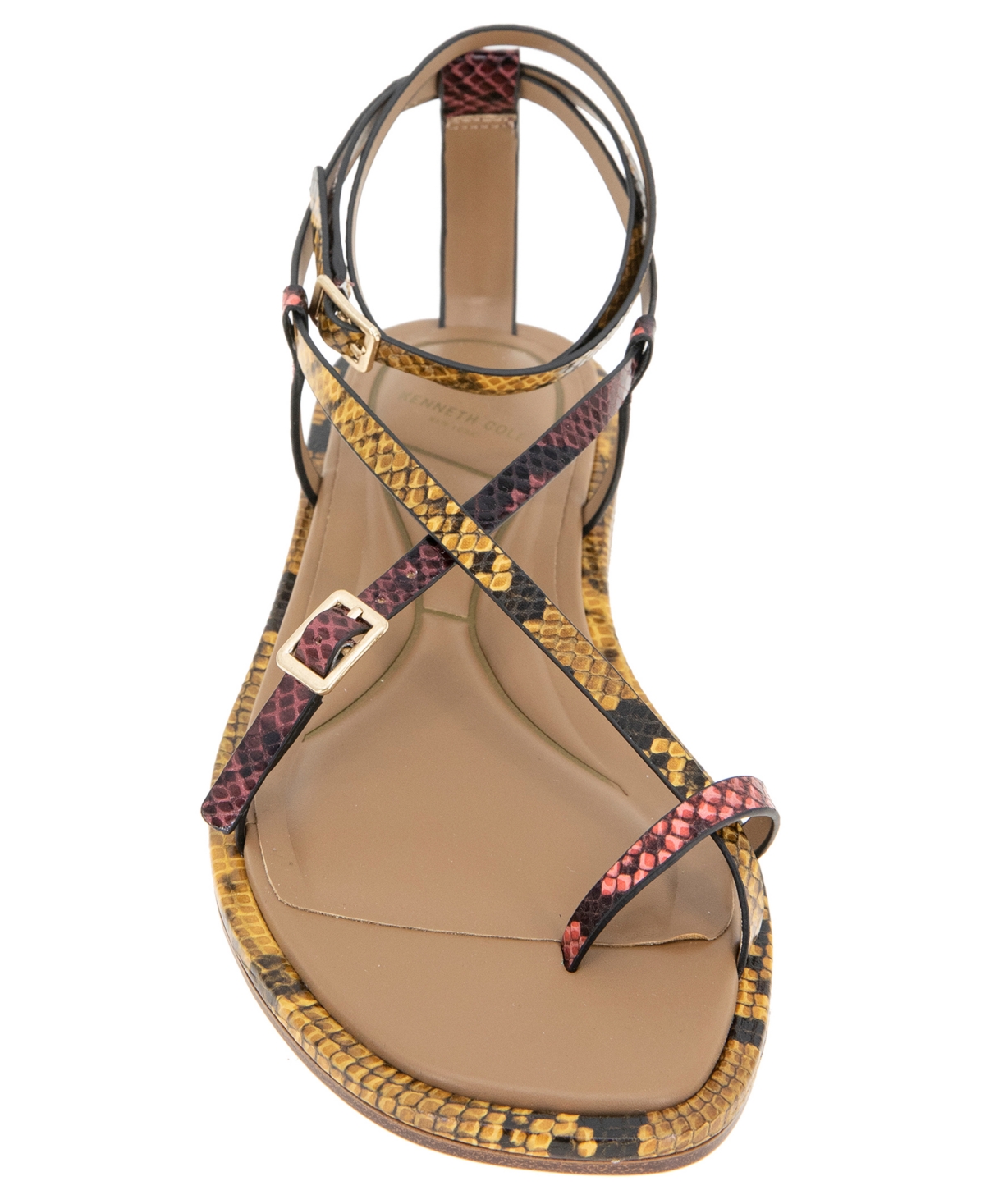Kenneth Cole New York Women's Paros Square Toe Flat Sandals In Multi Postal Snake