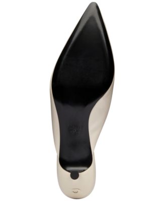 Runway Embellished Bow-Trim Leather Kitten Heel Mules