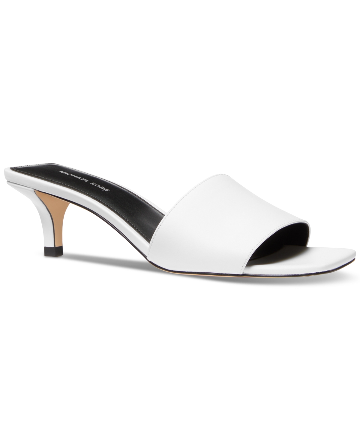 Michael Kors Merriam Leather Kitten Heel Sandal In Optic White