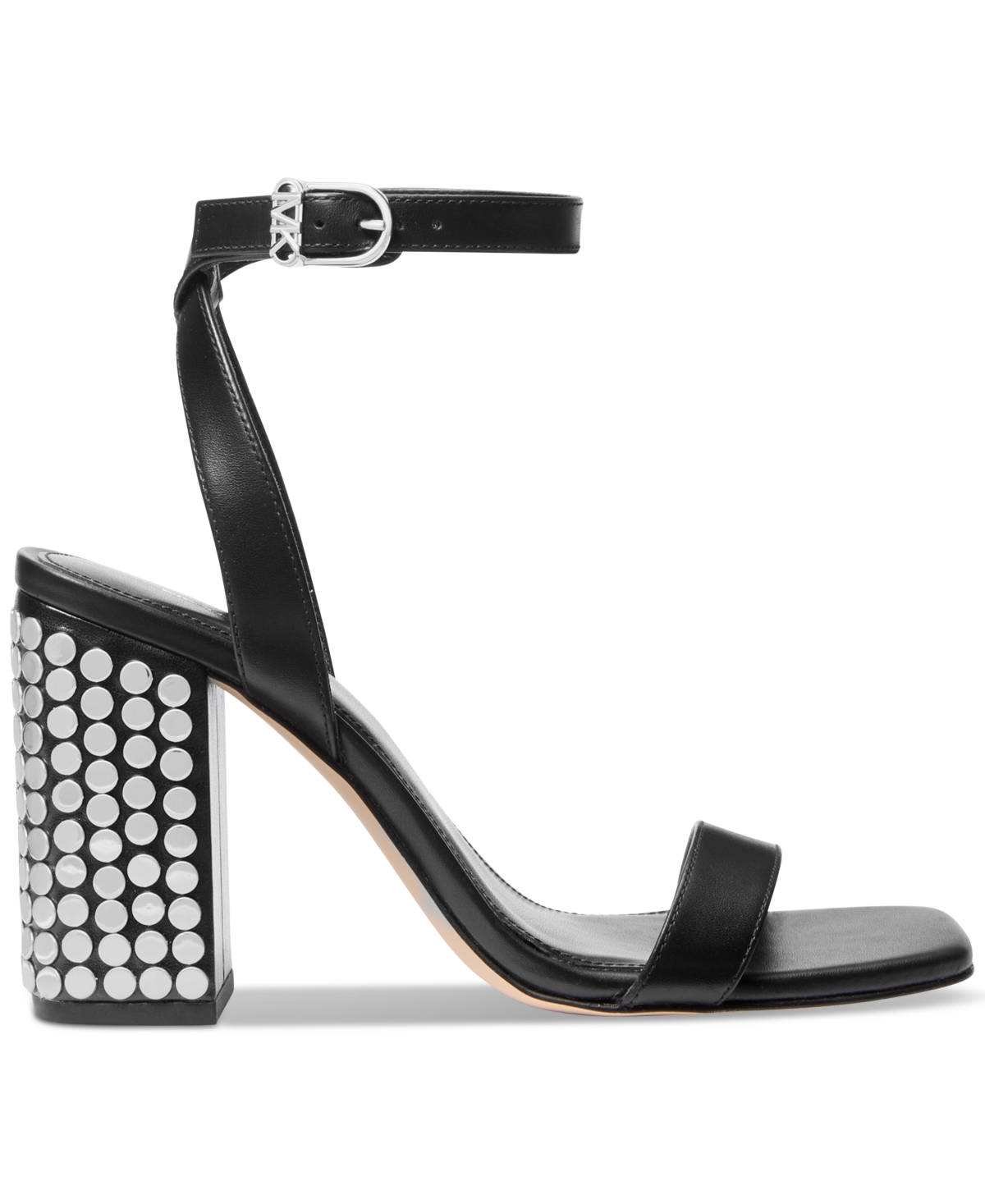 Michael Kors Merriam Studded Leather Block Heel Sandal In Black