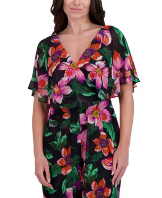 женский шифоновый комбинезон-накидка с цветочным рисунком kenzie