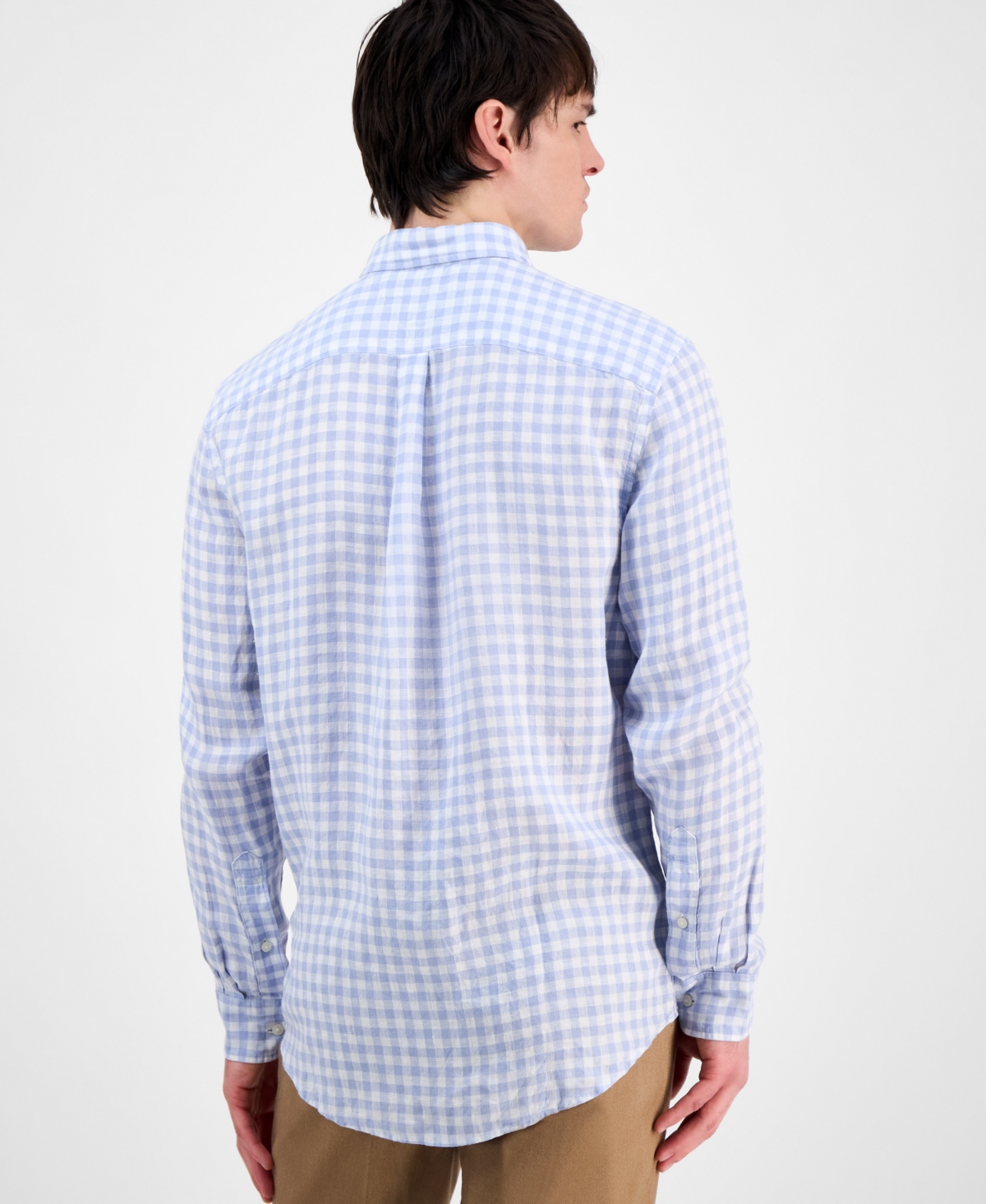 Shop Tommy Hilfiger Men's Slim-fit Gingham Linen Shirt In Breezy Blue,check