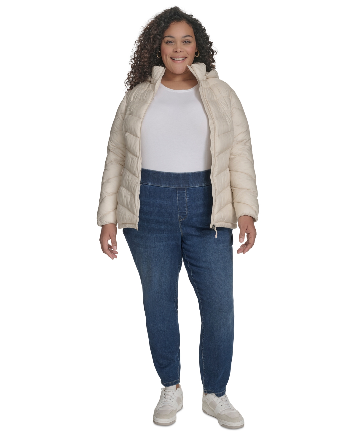 CHARTER CLUB PLUS SIZE PACKABLE HOODED PUFFER COAT, CREATED FOR MACY'S 