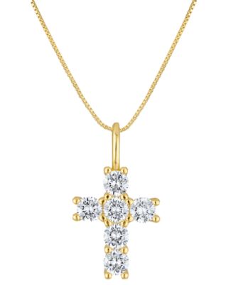 BEN ONI 18k Gold-Filled Cubic Zirconia Cross 17-1/2