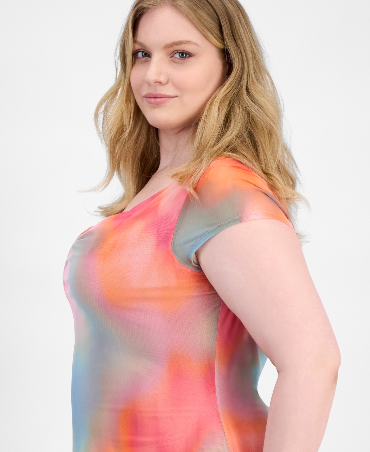Bar Iii Trendy Plus Size Cowl-neck Short-sleeve Maxi Dress, Exclusively At Macy's In Ayla Absrc