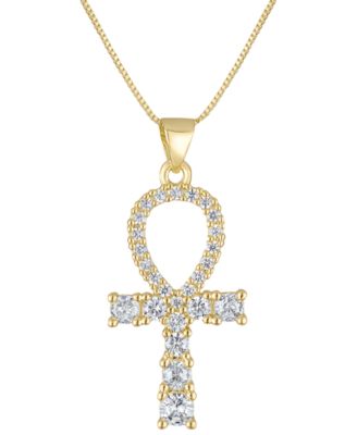 BEN ONI 18k Gold-Filled Cubic Zirconia Ankh 17-12 Pendant Necklace 11390₽
