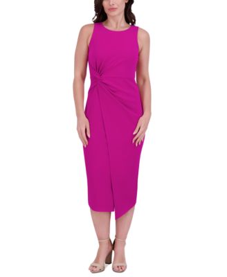 Siena - Women's Ruched Side-Twist Sleeveless Midi Dress