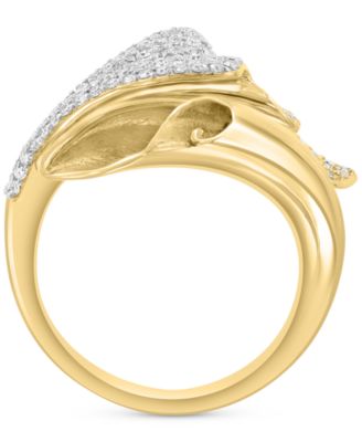 EFFY&reg; Diamond Pav&eacute; Lily Inspired Bypass Ring (3/8 ct. t.w.) in 14k Gold