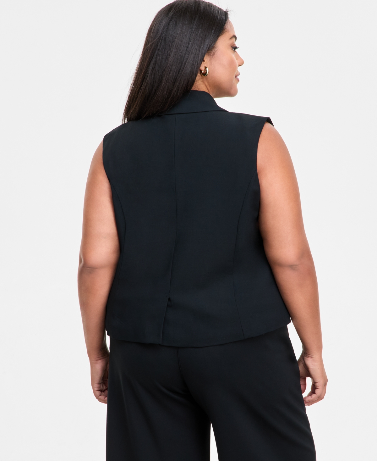 Bar Iii Trendy Plus Size Cropped Vest, Exclusively At Macy's In Deep Black