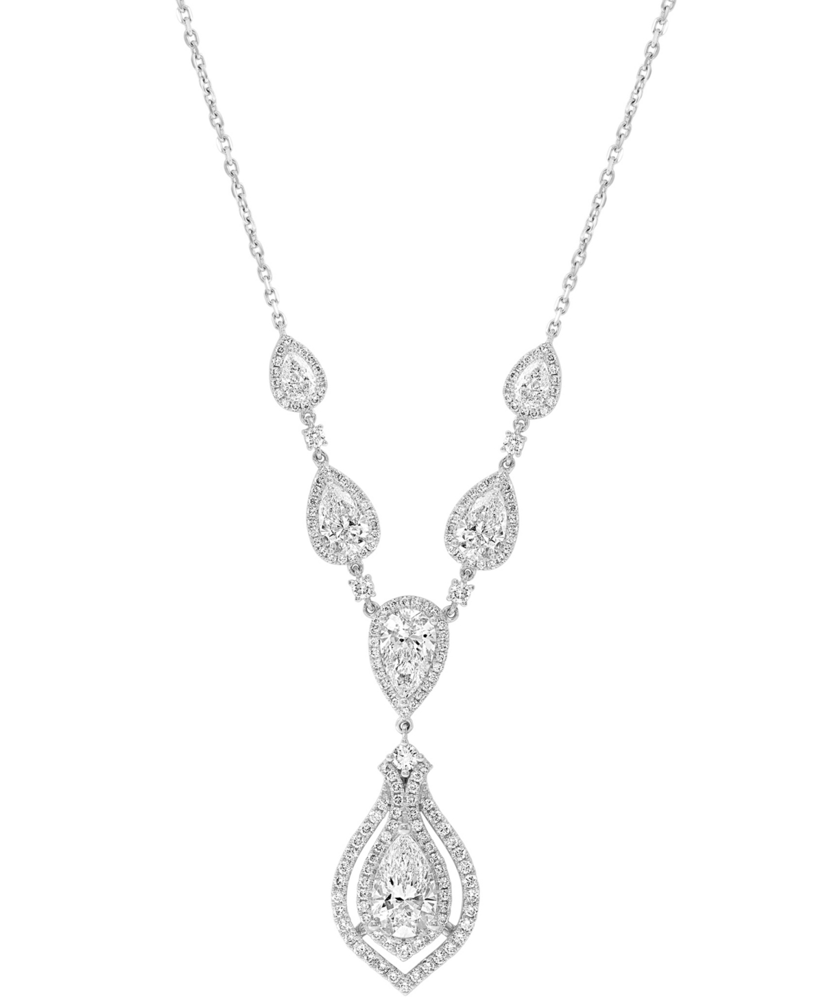 EFFY COLLECTION EFFY LAB GROWN DIAMOND PEAR & ROUND FANCY 18" COLLAR NECKLACE (6-1/2 CT. T.W.) IN 14K WHITE GOLD 
