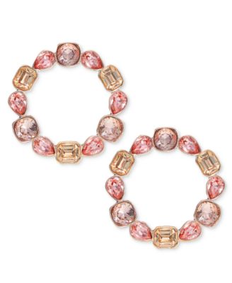 Gold-Tone Mixed Stone Front-Facing Hoop Earrings, Exclusively at Macy's