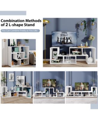 3 Pieces TV Console Stand Modern Entertainment Center Storage Bookcase