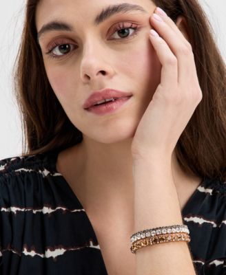 INC International Concepts Gold-Tone 4-Pc Set Crystal Stretch Bracelets Exclusively at Macys 5990₽