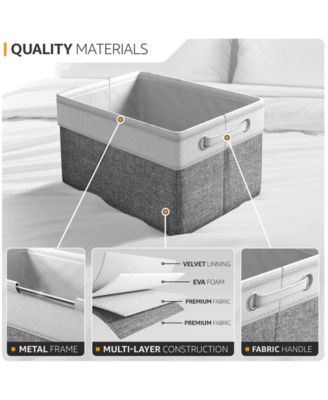 3 Pack 15 inch Collapsible Storage Bins with Handles - Perfect for Home Storage & Organization