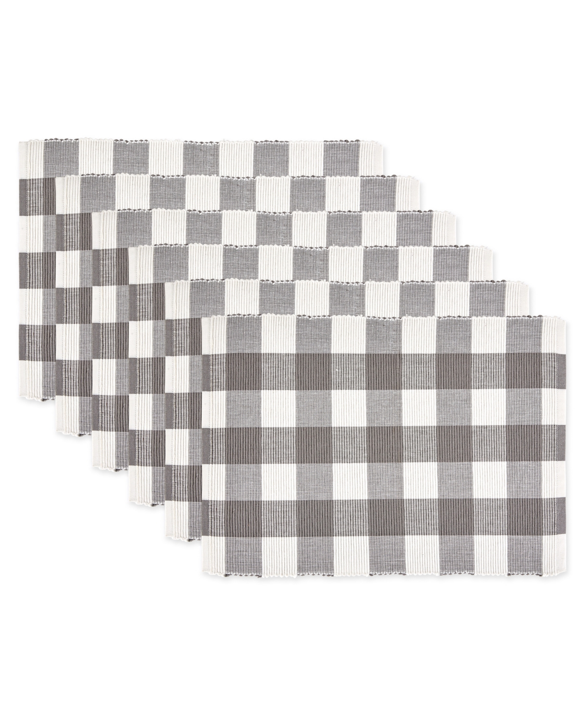 Design Imports Buffalo Check Ribbed Placemat, Set Of 6 In Gray