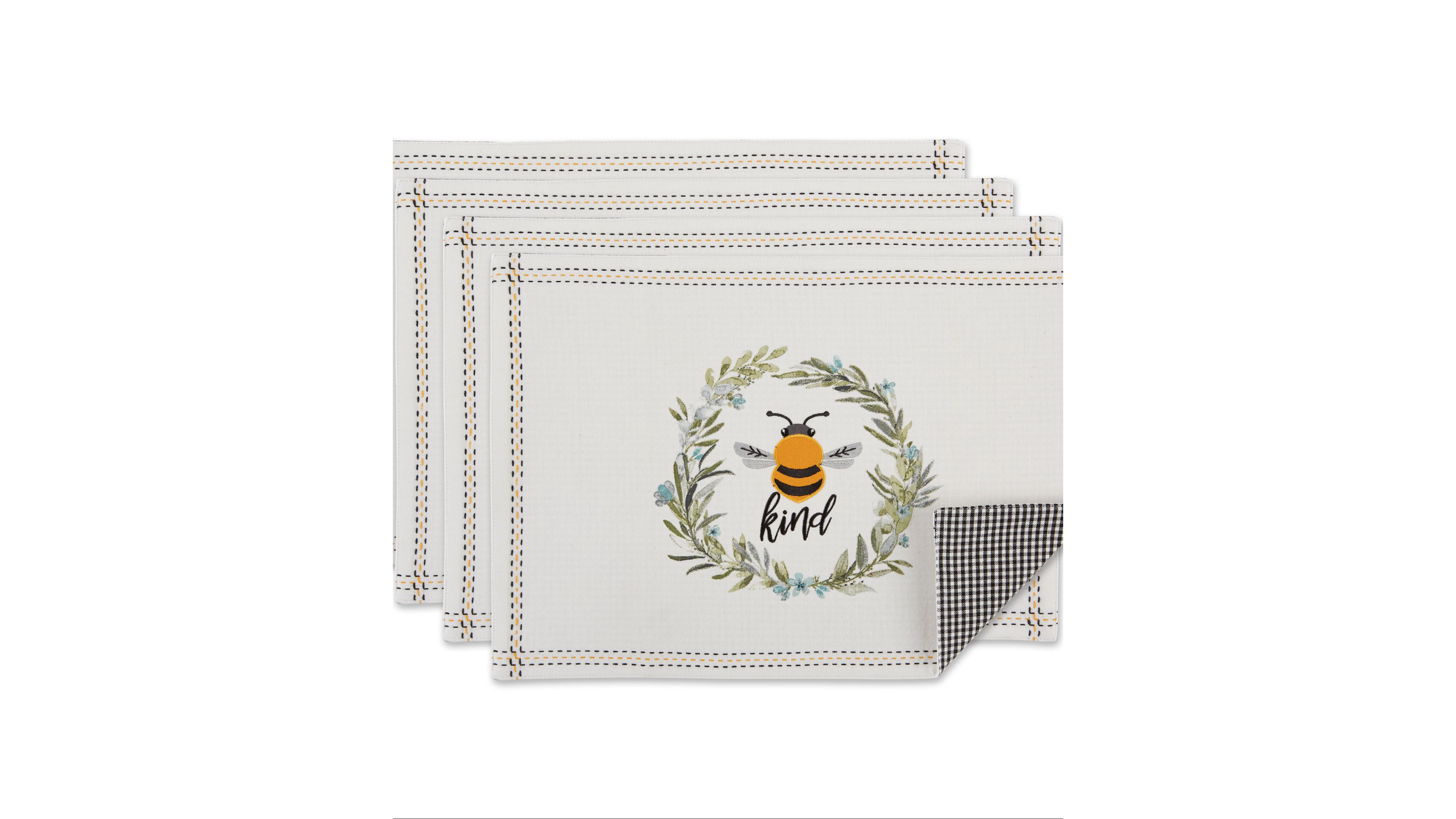 Design Imports Bee Kind Reversible Embellished Placemat, Set of 4