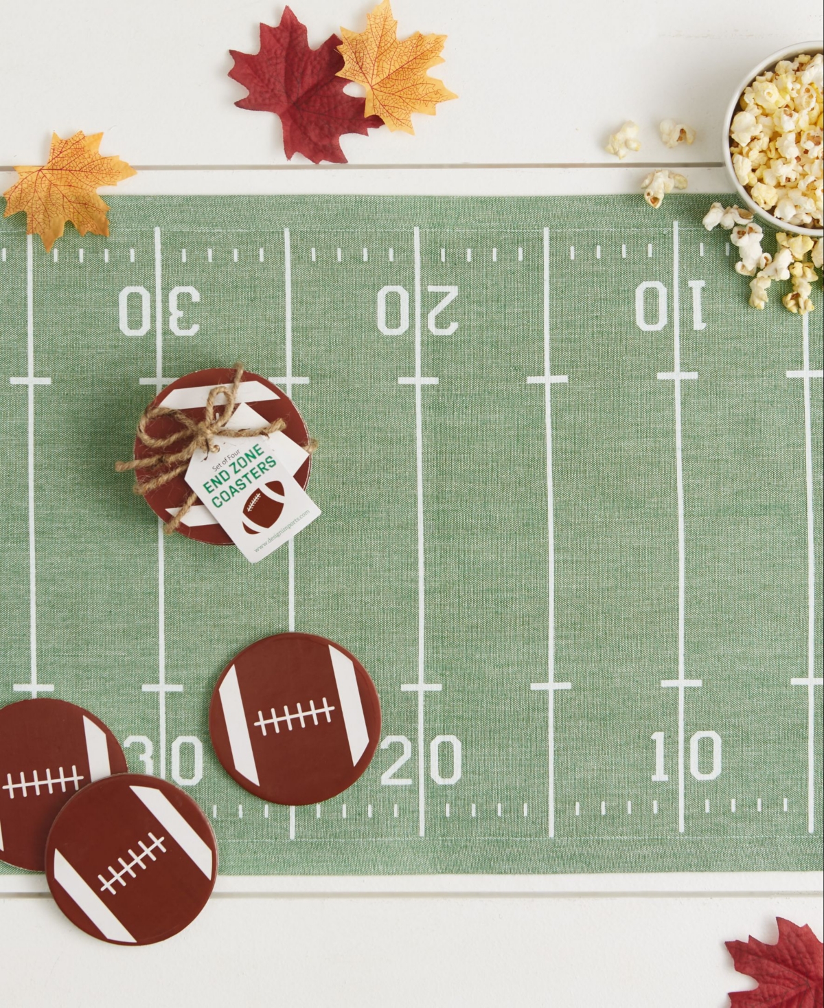 Design Imports Home Field Embellished Game Day Table Runner, 14" X 72" In Home Field Green