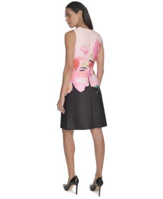 Calvin Klein Women's Floral Sleeveless Scuba Sheath Dress - Macy's