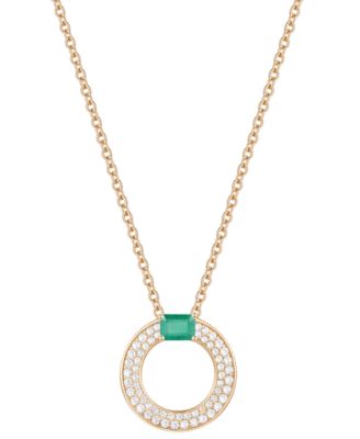 Sapphire (1/4 ct. t.w.) & Diamond (1/4 ct. t.w.) Circular Pendant 18" Necklace in 14k White Gold (Also Available in Ruby & Emerald)
