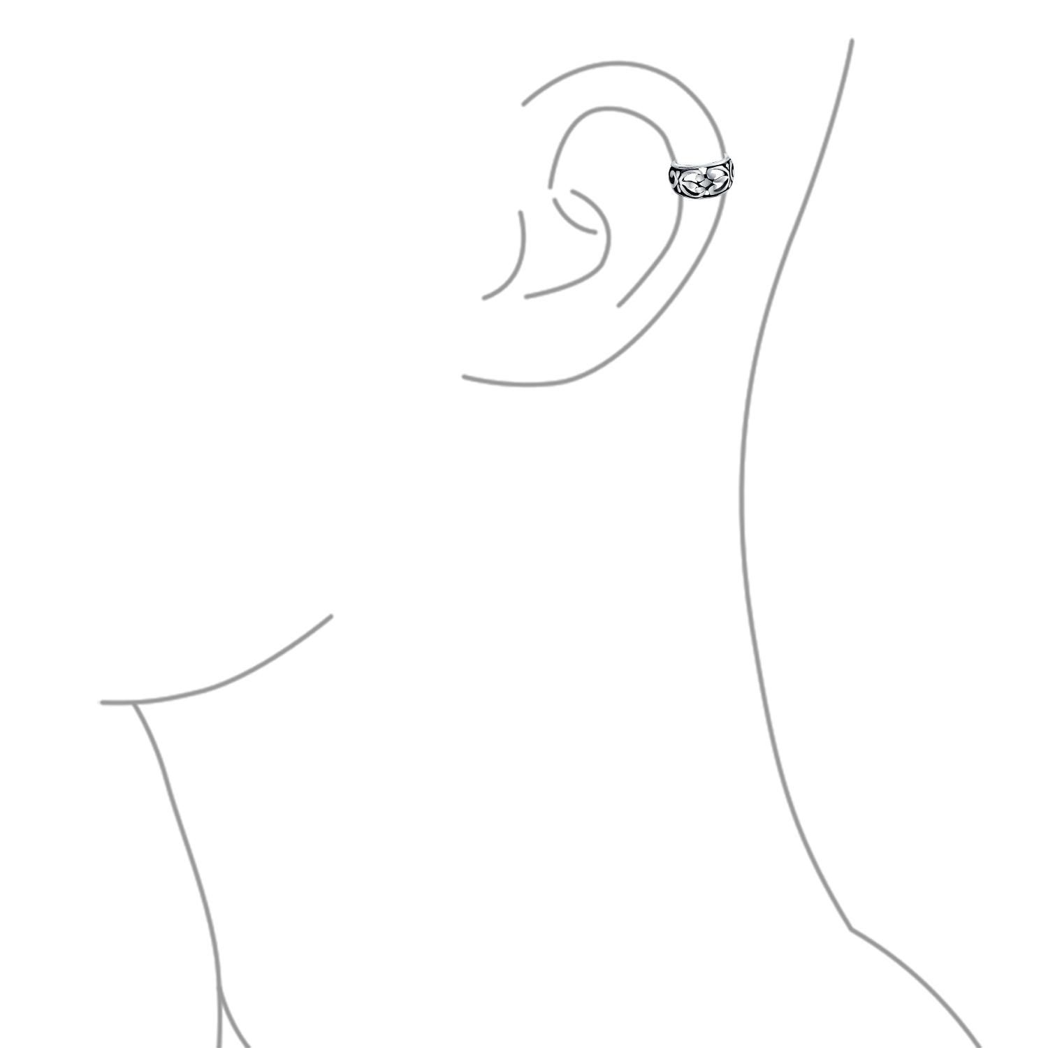 Trendy Cut-Out Flower Leaves Ear Cuff Cartilage Earrings Sterling Silver