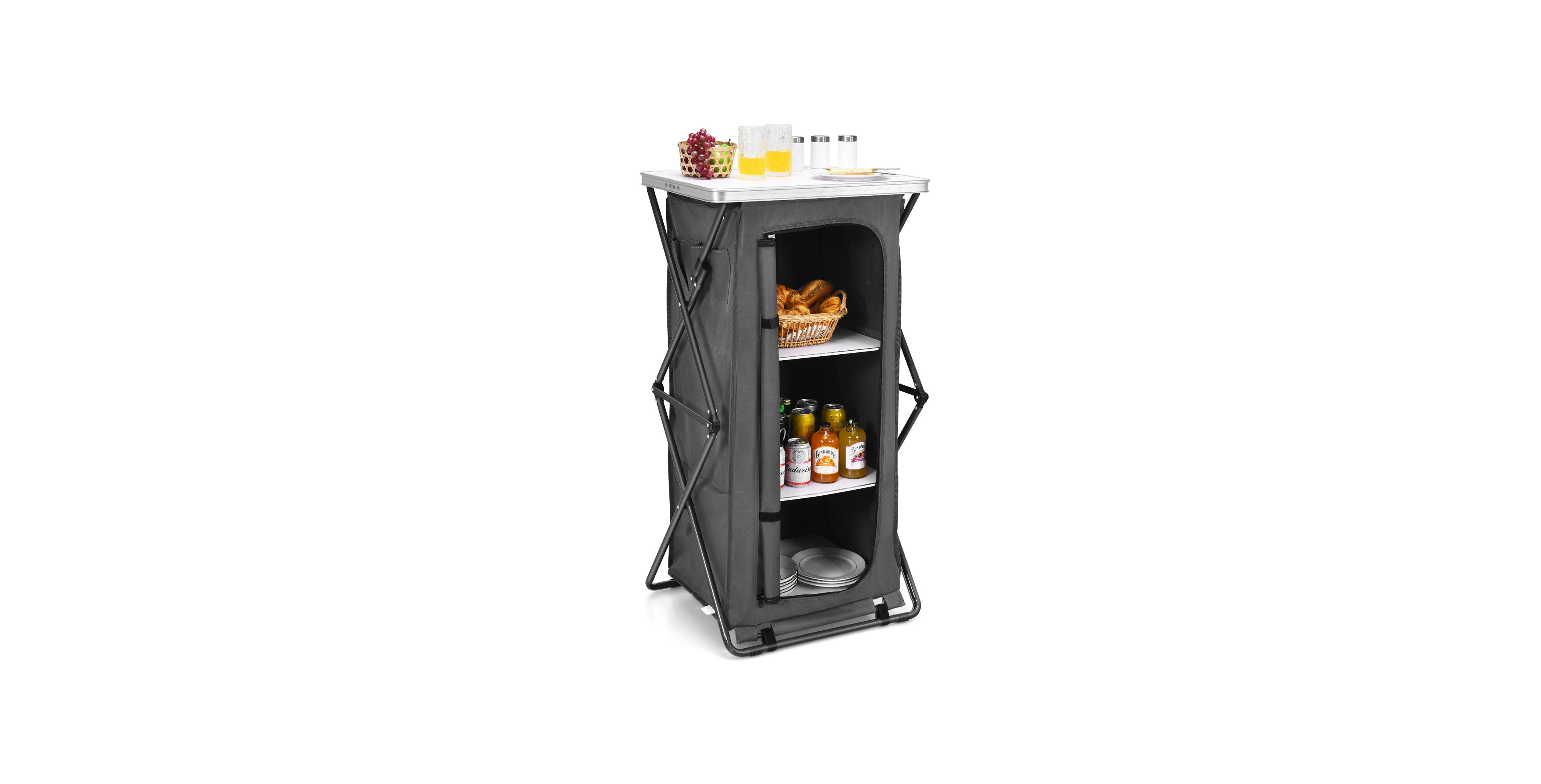 Folding Pop-Up Cupboard Compact Camping Storage Cabinet with Bag