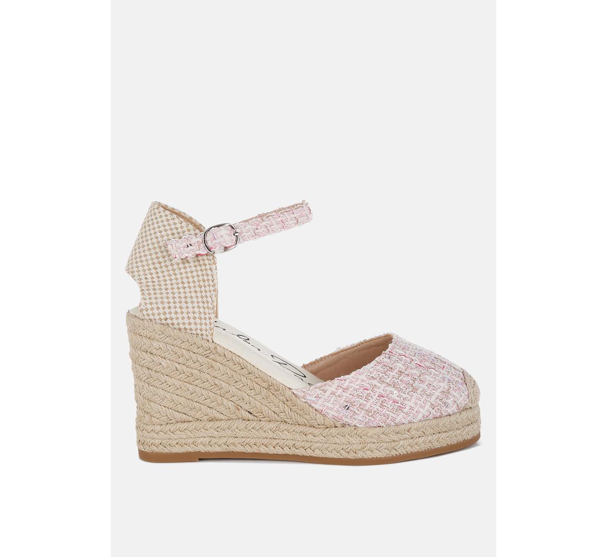 Regatta Tweed Round Toe Woven Wedges - Pink