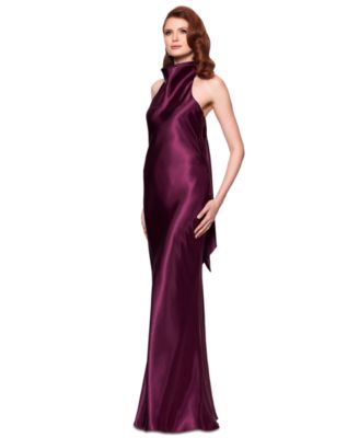 Women's Halter-Neck Sleeveless Satin Gown 