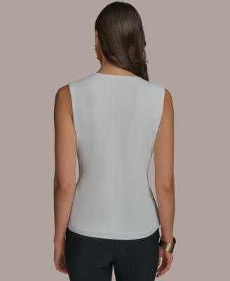 Женский топ с искусственным запахом и V-образным вырезом без рукавов от Donna Karan New York