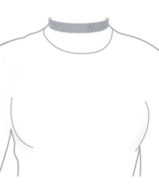 Simple Classic Sparkly Rhinestone Necklace Rhodium Plated