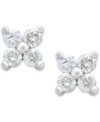Macy's - Diamond Flower Stud Earrings (1/5 ct. t.w.) in Sterling Silver