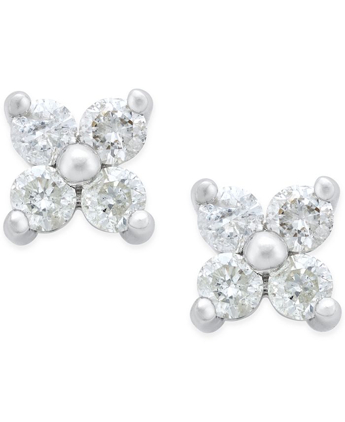 Macy's Diamond Flower Stud Earrings (1/5 ct. t.w.) in Sterling Silver