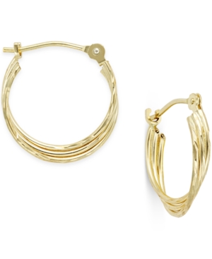 image of Three-Row Nested Hoop Earrings in 10k Gold