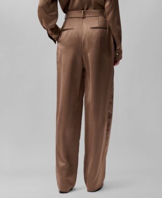 Женские атласные брюки Calvin Klein с высокой талией и широкими штанинами