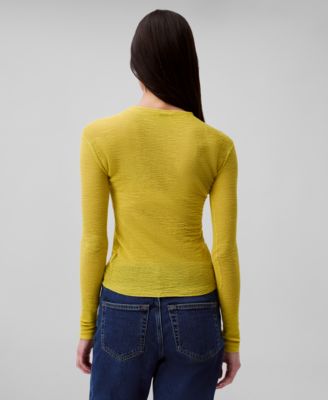 Женский топ из текстурированного трикотажа Calvin Klein с длинными рукавами