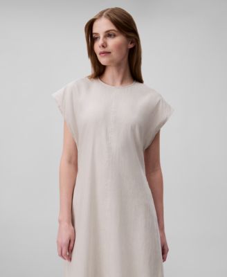 Женское платье миди с длинным рукавом Calvin Klein из льняной смеси