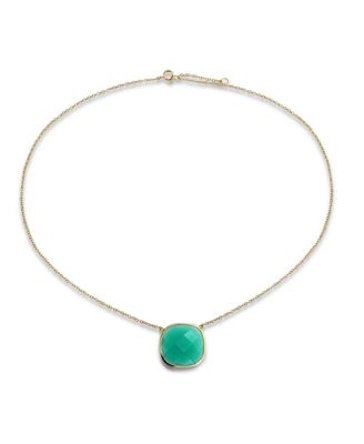 Exquisite Teal Blue-Green Faceted Stone Pendant Necklace Gold Plated Silver
