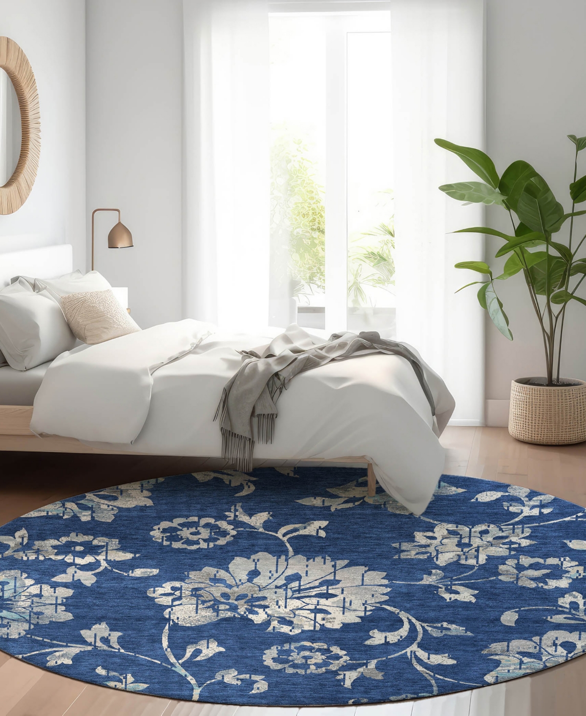 Addison Chantille Acn856 8'x8' Round Area Rug In Navy