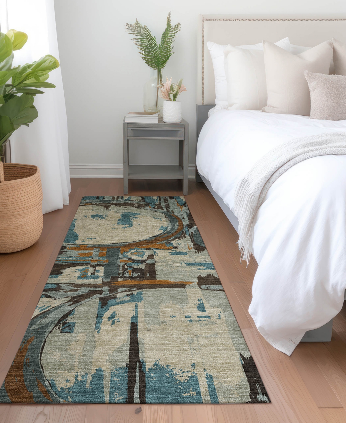 Addison Chantille Machine Washable Acn855 2'3"x7'6" Runner Area Rug In Beige