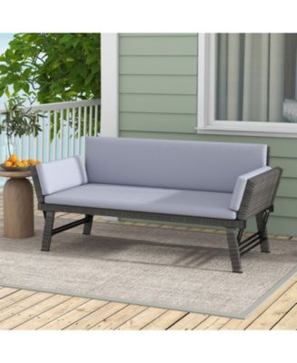 Outdoor Convertible Sofa Daybed with Adjustable Armrests for Balcony