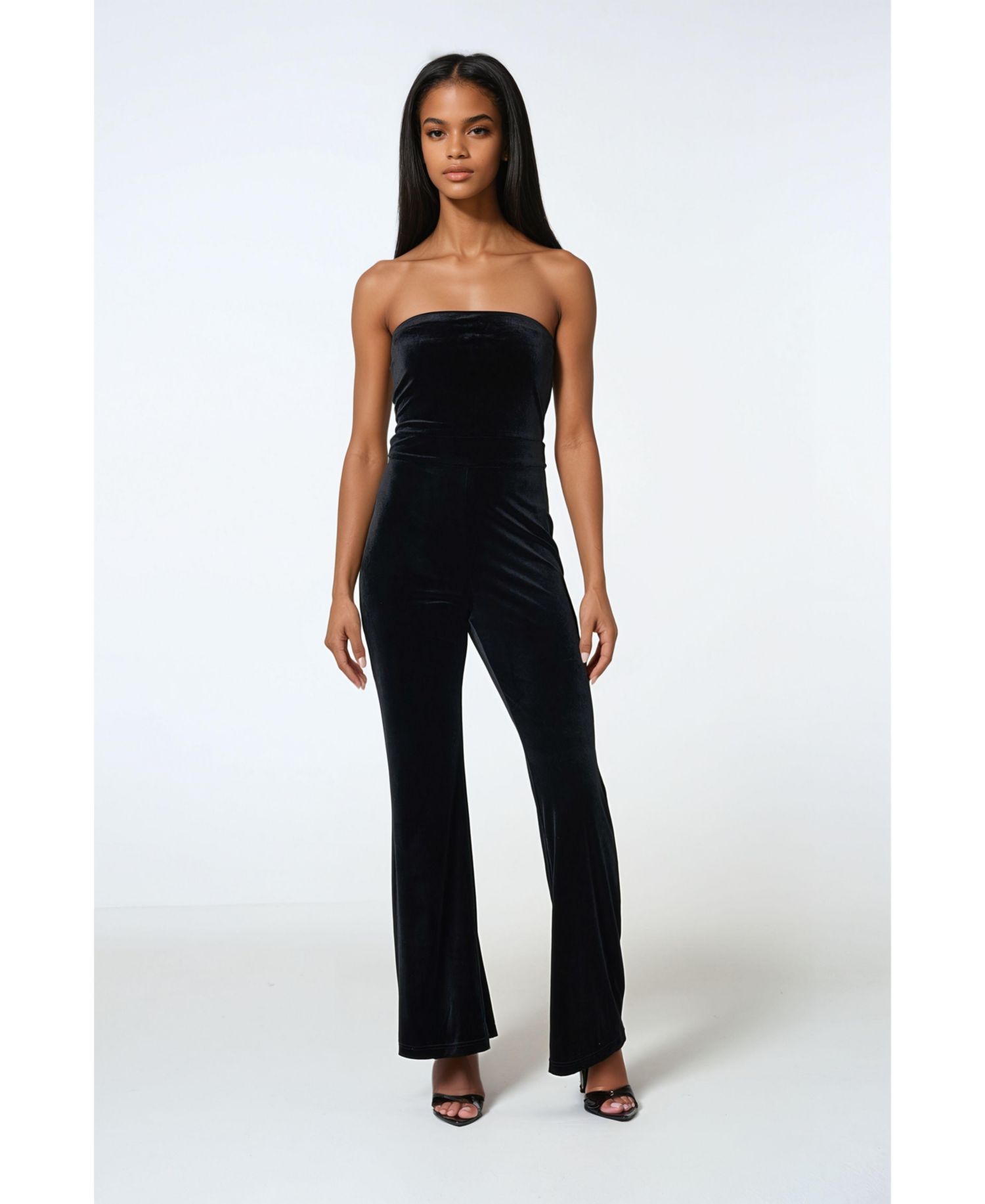 Women's Strapless Velvet Jumpsuit