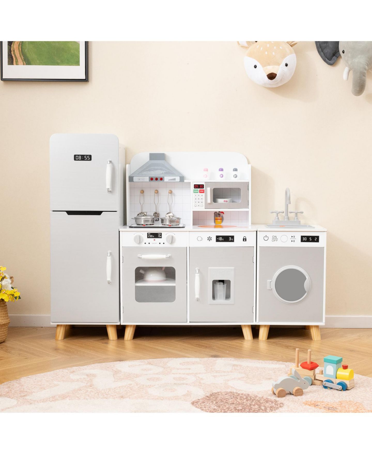 Детский игровой набор Slickblue 3-in-1 Interactive Kitchen Playset, от 3 лет, цвет: Белый / Серый — фото 6