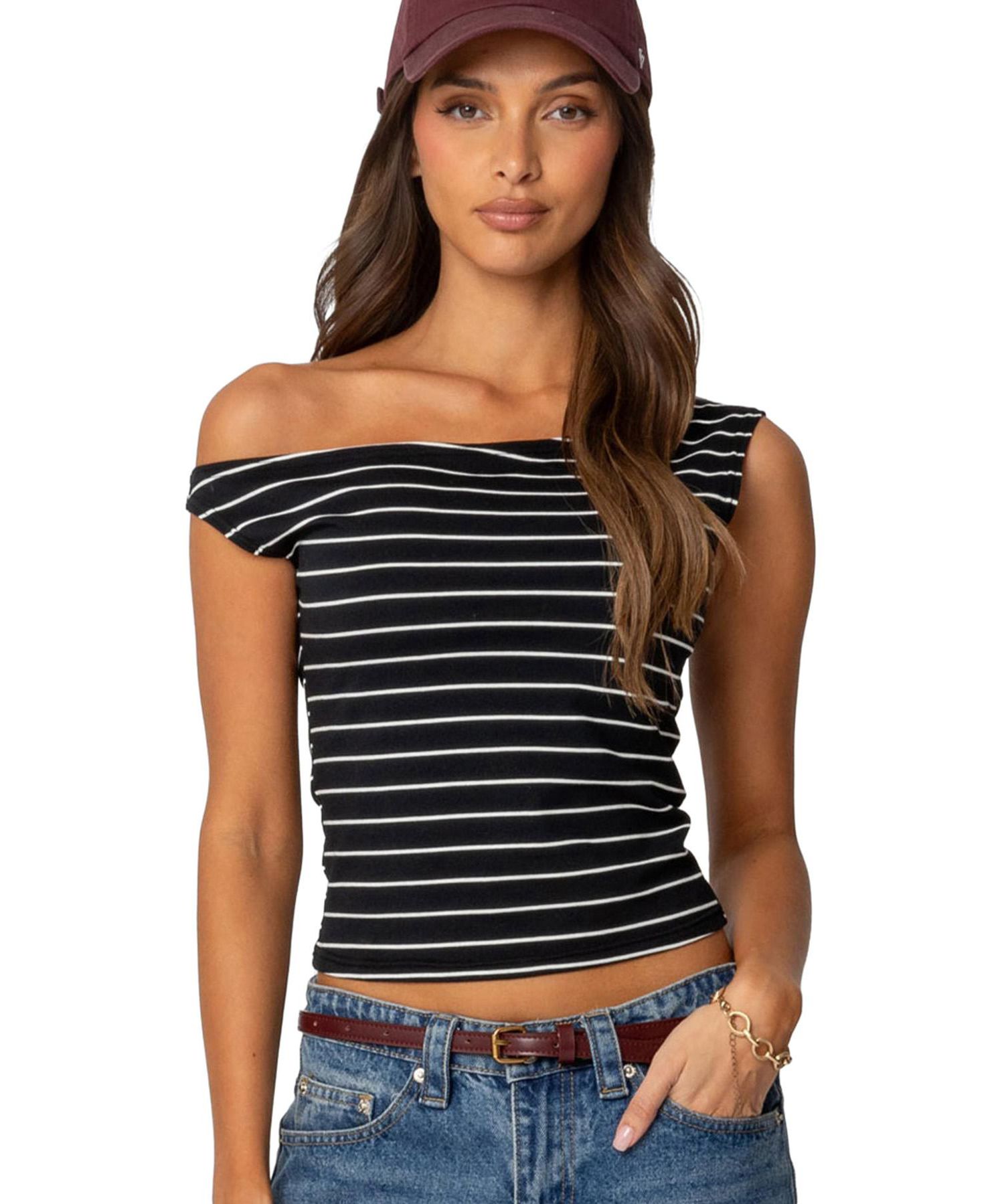 Women's Keryn Striped Asymmetric Top