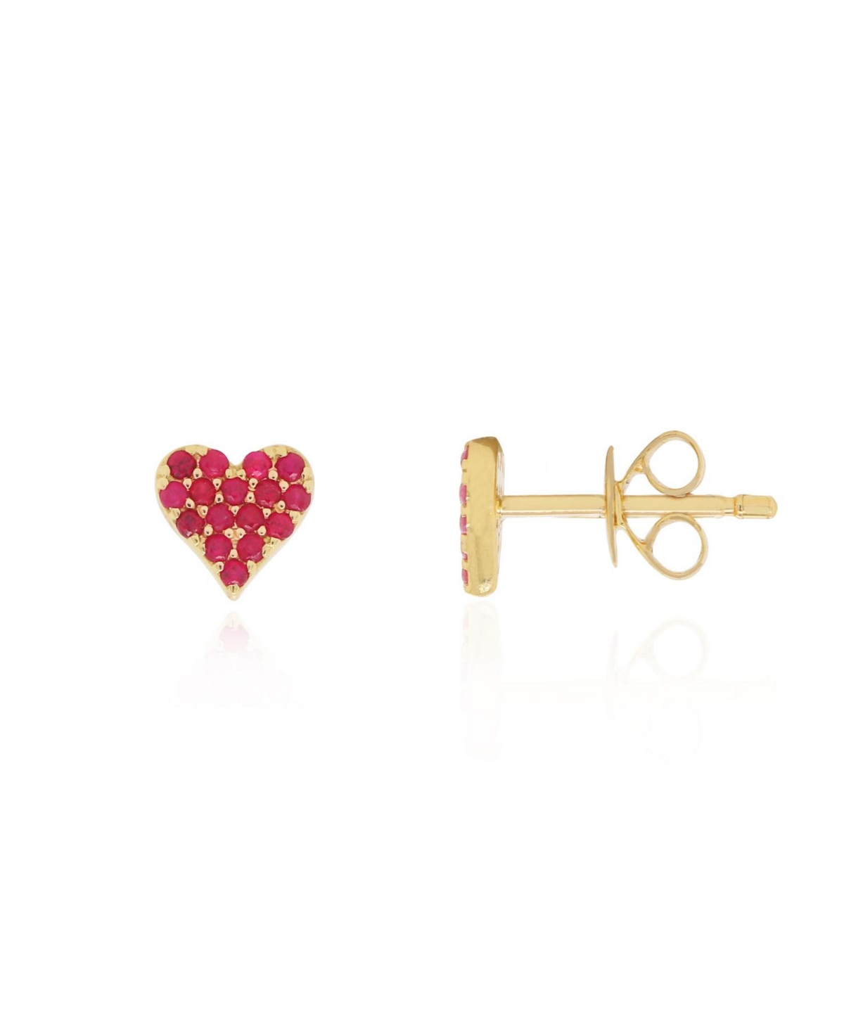 Ruby Heart Stud Earrings 14K Gold - Ruby
