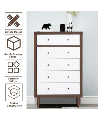 5 Drawer Dresser Wood Chest of Drawers Storage Freestanding Cabinet Organizer